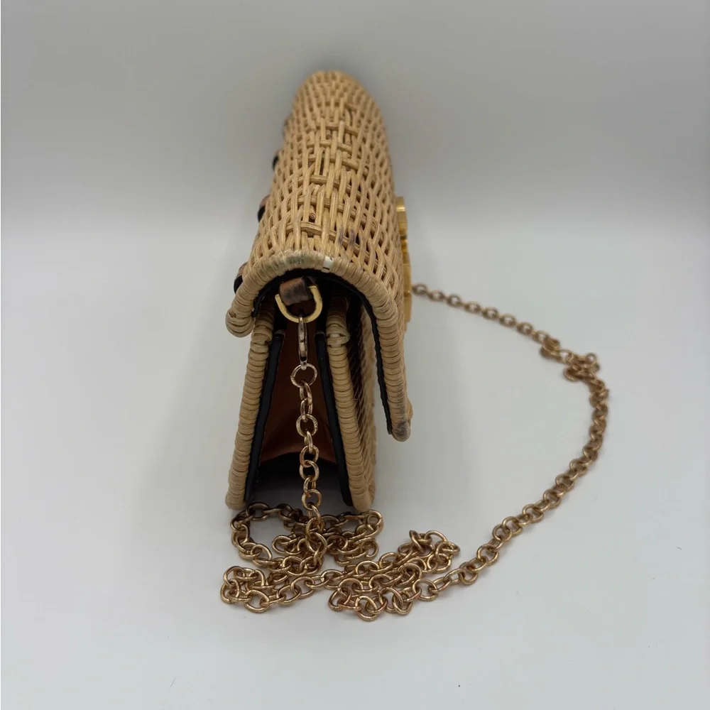 Gold Eleanor Wicker Clutch by:Tory Burch - Picture 8 of 11